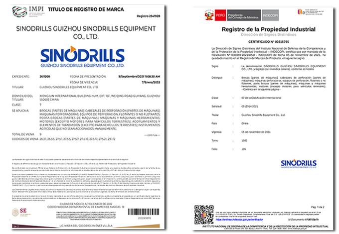 Поздравляем вас с успешной регистрацией торговой марки SINODRILLS Overseas